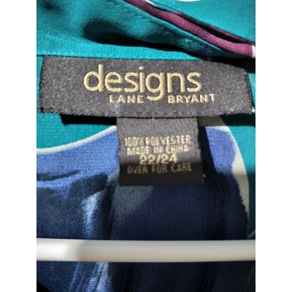 3739)Designs Lane Bryant Floral Print Button Down Short Sleeve Tunic Top 22/24 - Picture 6 of 7